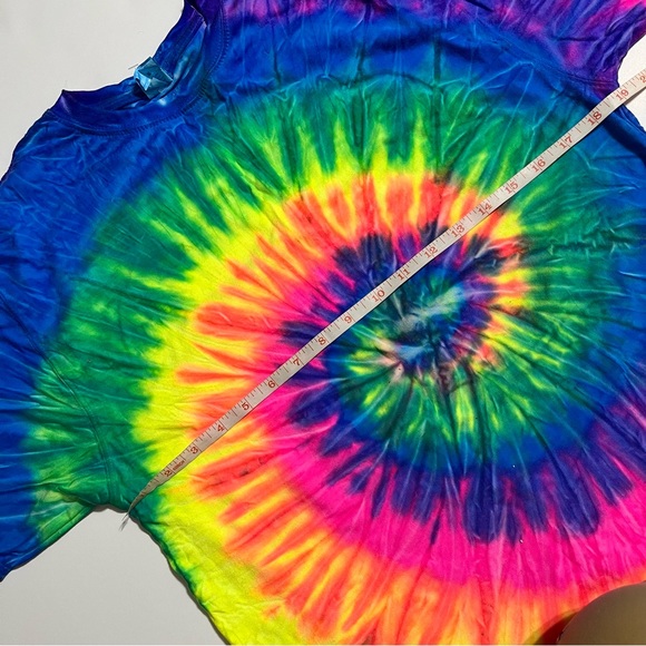 Tie-dye neon bright t-shirt Collegiate cotton size M - Picture 5 of 5
